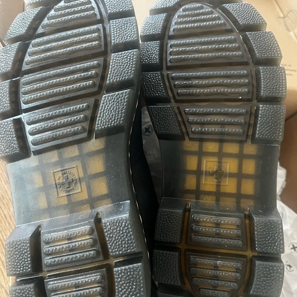 Dr. Martens Black Combat Boots with Yellow Stitching - Picture 3 of 5